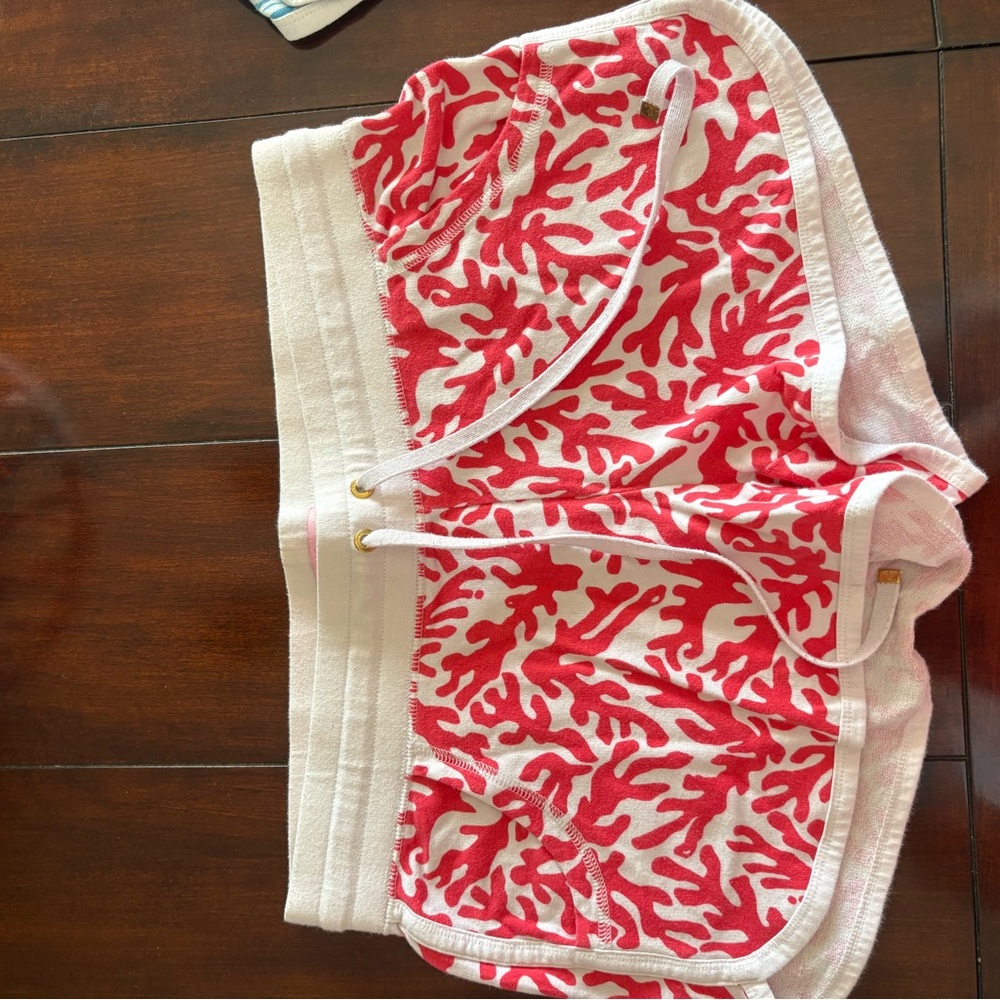 Lilly Pulitzer Pink and White Cotton Beach Shorts